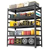 Notmise 48" W Metal Garage Shelving Unit, Heavy Duty Storage Garage Shelves with High Load Capacity, 5-Tier Big Metal Shelf, Ideal for Warehouse and Basement, Black,78" H