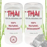 2-PACK Thai Deodorant Stones - Clinically Tested - Crafted in USA - Dermatologist Approved Natural Crystal Salt Odor Protection for Men, Women & Teens