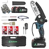 6 Inch Mini Chainsaw Cordless, Handheld Electric Chainsaw with 2 Batteries, One-Hand Operation, Lightweight(2.4 lbs) for Tree Trimming, Branch Cutting, Gardening, Ideal Gift for Dad & Homeowners