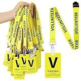 Fulmoon 50 Sets Yellow Volunteer Lanyards with Badges, Breakaway Clips