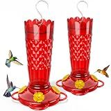 GelinRedcap Plastic Hummingbird Feeders for Outdoors Hanging 14OZ, 2 Pack