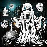 Fussion Halloween Projector Lights Outdoor, 2025 3D-Dynamic Ghost Projector Halloween with 4 HD Haunted Patterns, Waterproof Skull Halloween Decor for Outside Indoor Window Garage House Decorations