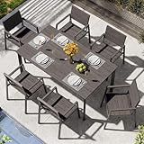 ComfCove Outdoor Dining Set for 6, Aluminum Patio HDPS Outdooor Table and Chairs Set with Umbrella Hole, All Weather Patio Furniture Set, 7 Peice Patio Dining Table Set (Charcoal)