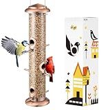 iBorn Bird Feeders for Outdoors 15" 6 Ports Chew-Resistant, Copper, 1PK