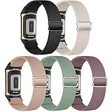 Folavii 5 Pack Stretchy Nylon Compatible with Fitbit Charge 6 Bands/Fitbit Charge 5 Bands for Women Men, Elastic Adjustable Straps Sport Replacement Wristbands for Fitbit Charge 5/6 Watch
