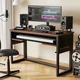 88 Key Music Studio Desk, 56.3'' Recording Desk with Sliding Keyboard Tray