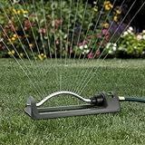 Lawn Sprinkler, 18-Hole Brass Nozzle Oscillating Watering, Garden Tool for Lawns up to 3,600 Square Feet, Jet Cleaning Needle Hidden on The End of The Product, Gray