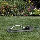 Lawn Sprinkler, 18-Hole Brass Nozzle Oscillating Sprinkler, Garden Tool for Lawns up to 3,600 Square Feet, Jet Cleaning Needle Hidden on the End of the Product, Gray