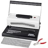 MAKEASY Spiral Coil Binding Machine with 46 Fully Disengaging Pins - Electric Coil Inserter - Adjustable Side Margin, Comes with Free 1 Box Coil Spines & Plier, 20 Sheet Punch Capacity