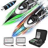 BEZGAR Remote Control Boat, 2 Pack12 inch RC Boat with Case– Auto-Flip, 30 KPH Fast Speed, 8-Shaped Mode & LED Lights – Waterproof Racing Boats for Pools, Lakes, Oceans (Adults & Teens)