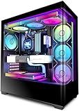 KEDIERS PC CASE ATX 7 PWM ARGB Fans Pre-Installed, Type-C Mid Tower Computer Case with Full-View Dual Tempered Glass, Gaming PC Case,Black,P4