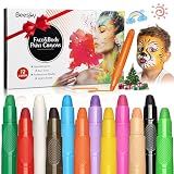 Beesjuy Face Painting Kits for Kids,12 Color Water Based Face Paint Kit, Washable Kids Body Paint for Makeup, for Birthday, Halloween, Thanksgiving Day, Cosplay Makeup, Gifts for Children