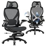 ELABEST X100 Ergonomic Mesh Office Chair with Footrest, Big and Tall Hone Desk Chair with 5D Flip-Up Arms, Adjustable 3D Lumbar Support,Gaming & Executive Computer Chairs