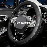 Noplkdss Steering Wheel Cover for Honda Civic, Accord, CR-V, HR-V, Pilot, Odyssey, Passport, Ridgeline, Clarity, Insight, Fit 14.5-15" Wheels, Standard Size (Black)