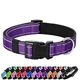 PenSeepet Reflective Dog Collar Padded with Soft Neoprene Breathable Quick Release Basic Dog Collars for Medium Dogs Purple Girl