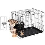 Sweetcrispy 24-Inch Single-Door Dog Crate–Durable Metal Pet Kennel with Secure Lock, Foldable Design, Removable Tray for Easy Cleaning, Portable Puppy Cage for Small Dogs, Ideal for Training & Travel