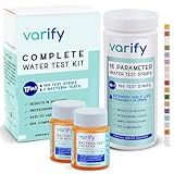 Varify 17in1 Complete Drinking Water Test Kit - 100 Strips + 2 Bacteria Tester Kits - Well, Tap, Home, City Water Testing Strip for Lead, Alkaline, Chlorine, Hardness, Iron, Fluoride, Copper & More