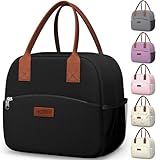 HOTOR Lunch Bag for Women & Men - Wear-Resistant Insulated Lunch Box with Large Capacity, Multi-Functional Cooler Bag for Office, Picnic, Black, 10L,10.60" x 5.90" x 9.50"