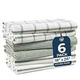 LANE LINEN Cotton Kitchen Towels Set, 6-Pack – Absorbent, Quick-Drying Dish Towels, 18" x 28", Premium Hand and Tea Towels - Olive