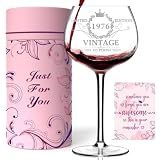 50th Birthday Gifts for Women, Vintage 1976 Engraved Wine Glass in Gift Box