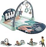 Fisher-Price Baby Playmat Kick & Play Piano Gym with Musical and Sensory Toys for Newborn to Toddler, Navy Fawn