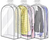 MISSLO 32" All Clear Garment Bags for Hanging Clothes 10" Gusseted Suit Bags for Closet Storage Suit Cover Hanging Clothes Storage for Shirts, Coats, 3 Packs