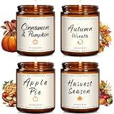 Auelife Fall Candle Set | 4 Pack Scented Candles for Home - Candle Gifts for Women Men, Soy Candles Home Scented | Autumn Fragrance of - Apple Pie/Cinnamon/Harvest/Wreath