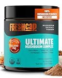 FreshCap Mushrooms Ultimate Mushroom Complex – Mushroom Powder 12:1 Fruiting Body Extract with 29% Beta-Glucans – Ayurveda Clean Energy, No Jitters, Focus & Immune Support (60 Servings)