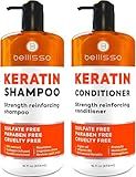 Keratin Shampoo and Conditioner Set - Sulfate Free and Paraben Free - Salon Thickening Treatment for Dry, Damaged, Curly, Frizzy, Straight or Color Treated Hair - Anti Frizz Formula for Women and Men