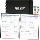 2026-2027 Monthly Planner (7.4'' x 9.6''), 18 Months Calendar Planner from Jan 2026-Jun 2027, Agenda 2026 with Pocket, 120GSM Paper, Black