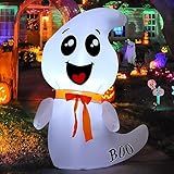 GOOSH 4 FT Halloween Inflatable Cute Ghost Outdoor Decorations Blow Up Yard Ghost with Built-in LEDs for Indoor Garden Lawn Party Decor