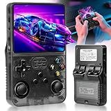 LKOHJF R36S Retro Gaming Console with 3.5-in IPS HD Screen, Handheld Game Console Built-in 18000+ Classic Game, Video Game Console with 64GB Memory, Retro Game Consoles Ultra-Long Standby Time (Black)