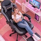 Mistpeople Gaming Chair, Ergonomic High Back Computer Chair with Footrest, Lumbar Support & Pocket Spring Cushion, Comfortable Swivel Home Office Desk Chair for Adults