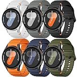 Sport Band for Samsung Galaxy Watch 7 Band 40mm 44mm,No Gap Soft Silicone Strap for Galaxy Watch 6 5 4 FE Band 40mm 44mm/Galaxy Watch 6/4 Classic 47mm 43mm 46mm 42mm/Watch 5 pro 45mm Men Women,6 Pack