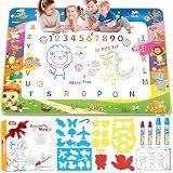 Wedopro Water Doodle Mat 40x30 - Mess-Free Toddler Toys for Ages 3-7 with 27 Pcs | Reusable Water Reveal Educational Drawing Mat for Kids with 24 ABC & Animals | Birthday Gift for Boys & Girls