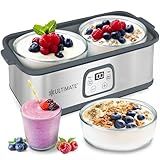 Ultimate Probiotic Yogurt Maker with Adjustable Time & Temp Control - Make Trillions of Live Probiotics with Two 1-Quart Containers for Larger Batches - Greek Yogurt Maker - ULTIMATE LIFETIME WARRANTY