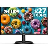 Philips New 27-inch Class Thin Full HD (1920 x 1080) 100Hz Monitor, VESA, HDMI x 1, VGA Port x1, Eye Care, 4 Year Advance Replacement Warranty, 271V8LB, Black