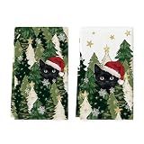 Artoid Mode Black Cat Christmas Kitchen Towels Set of 2 18x26 Inch