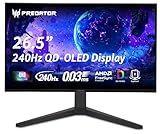 Acer Predator Gaming Monitor | 26.5" WQHD 2560x1440 QD-OLED | AMD FreeSync Premium | 240Hz | 0.03ms | Tilt, Height Adjustment, Pivot & Swivel | DCI-P3 99% | 2 x DP 1.4 & 2 x HDMI 2.1 | X27U W1bmiipprx