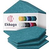Ekkogo Acoustic Panels 12-Pack - 14"X12.1"X0.4" Soundproof Wall Panels - High Density Sound Dampening - Light Turquoise Hexagon
