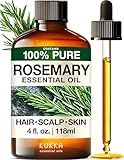 KUKKA Rosemary Essential Oils - 4 Fl Oz - for Hair, Skin, Diffuser, Aromatherapy & DIY Soap Making Scent