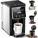 AIRMSEN Grind & Brew Coffee Maker with Grinder - Single Serve Machine Compatible with K-Cup Pods & Ground Coffee, 1000W Fast 6-14oz Brewer, Descaling Alert, Touchscreen & 50oz Removable Tank