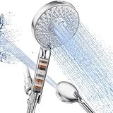 SR SUN RISE Filtered Shower Head with Handheld High Pressure 9 Spray Mode Showerhead Detachable Shower Head Water Softener Filters Beads for Hard Water Remove Chlorine 1 Filter Chrome
