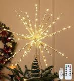 15-Inch Starburst Christmas Tree Topper with 150 LEDs & Remote, Gold