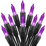 Purple Halloween Mini Lights, 50 Count 13 Feet Incandescent Bulb Mini String Lights, Connectable Halloween Light for Haunted House Ghost Party Holiday Window Indoor Outdoor Decoration, Purple