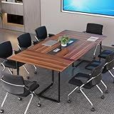 LayBurst 8FT Conference Table,94.4 L x 47.2 W x30.7 H Meeting Seminar Table with Grommet,Stability Enhancement,Large Conference Room Table for Office Meeting (Brown)