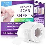 Yarster Silicone Scar Sheets, Silicone Scar Tape(1.6"x 60" Roll-1.5M), Medical Grade Scar Sheets, Scar Tape for Surgical Scars, Burn, C-Section, Keloid Scars, Acne Treatment, Stretch Marks Removal