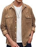 COOFANDY Men's Overshirt Quilted Winter Warm Button Down Long Sleeve Ribbed Shirt