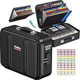 Honlunu Fireproof Document Box, Hard Case Fireproof Document Organizer with Lock, Water Resistant Safe Box for Important Documents Certificates Laptop Passports, Black