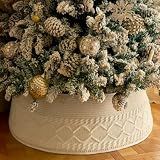 Noiclub Knit Christmas Tree Collar, Christmas Tree Skirt, Cream, 23-30 in